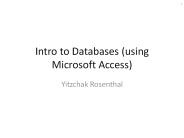 Intro to Databases (using Microsoft Access)