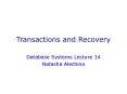 Transactions and Recovery PowerPoint PPT Presentation