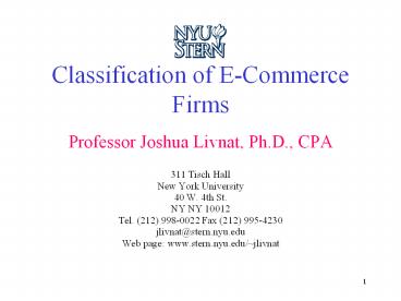 Classification of E-Commerce Firms