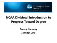 NCAA Division I Introduction to Progress Toward Degree