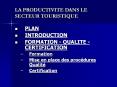 LA PRODUCTIVITE DANS LE SECTEUR TOURISTIQUE PowerPoint PPT Presentation