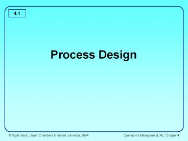 Process Design