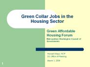 Green Collar Jobs in the Housing Sector