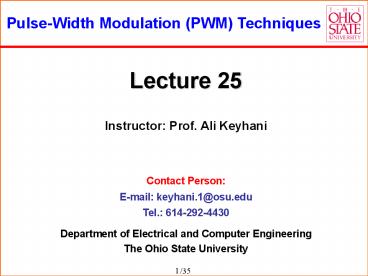 Pulse-Width Modulation (PWM) Techniques presentation | free to view