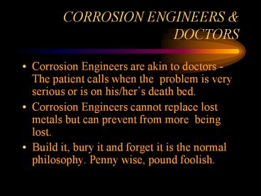 CORROSION ENGINEERS & DOCTORS