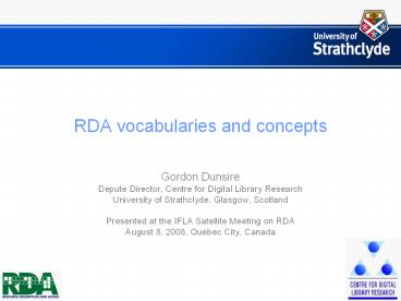 RDA vocabularies and concepts