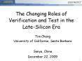 The Changing Roles of Verification and Test in the Late-Silicon Era PowerPoint PPT Presentation
