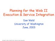 Planning for the Web II Execution & Service Integration