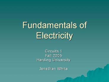 Fundamentals of Electricity