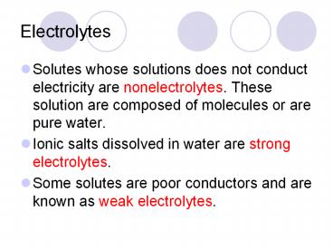 Electrolytes