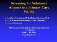 Screening for Substance Abusers in a Primary Care Setting PowerPoint PPT Presentation