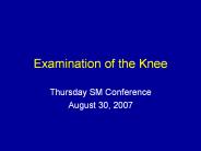 Examination of the Knee