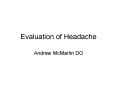 Evaluation of Headache PowerPoint PPT Presentation