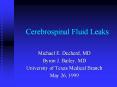 Cerebrospinal Fluid Leaks PowerPoint PPT Presentation