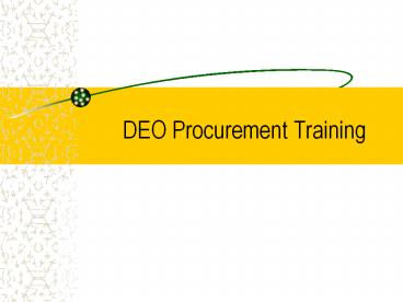 DEO Procurement Training