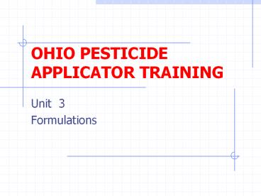 OHIO PESTICIDE APPLICATOR TRAINING