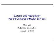 Systems and Methods for Patient-Centered e-Health Services