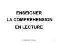 ENSEIGNER  LA COMPREHENSION   EN LECTURE PowerPoint PPT Presentation