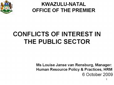 CONFLICTS OF INTEREST IN THE PUBLIC SECTOR