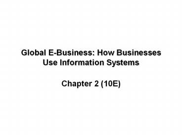 Global E-Business: How Businesses Use Information Systems