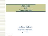 Dementia and Communication