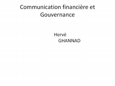 Communication financiиre et Gouvernance