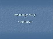 Psychology MCQs  ~Memory~