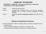 SAMPLING TECHNIQUES