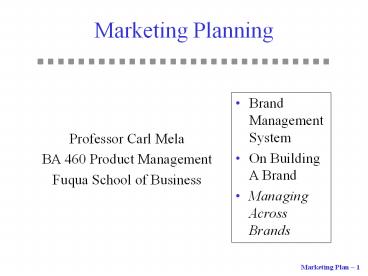 Marketing Planning