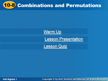 Combinations and Permutations