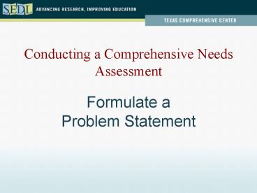 Formulate a Problem Statement
