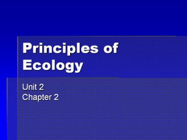 Principles of Ecology