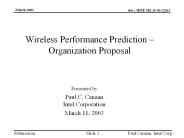 Wireless Performance Prediction – Organization Proposal