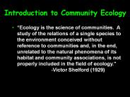 Introduction to Community Ecology