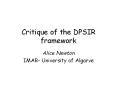 Critique of the DPSIR framework PowerPoint PPT Presentation