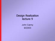 Design Realization lecture 9