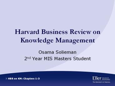 Harvard Business Review on Knowledge Management