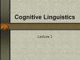 Cognitive Linguistics PowerPoint PPT Presentation