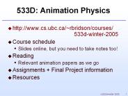 533D: Animation Physics