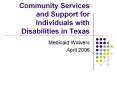 Community Services and Support for Individuals with PowerPoint PPT Presentation
