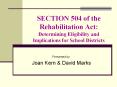 SECTION 504 of the Rehabilitation Act: Determining Eligibility and Implications for School Districts PowerPoint PPT Presentation