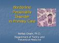 Borderline Personality Disorder in Primary Care PowerPoint PPT Presentation