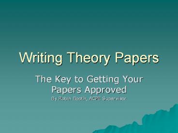 Writing Theory Papers