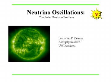 Neutrino Oscillations