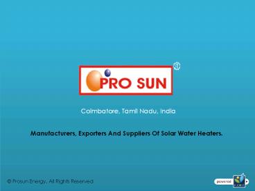 Solar Water Pressure Systems in India