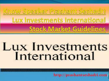 Prashant Seshadri Trade Policy