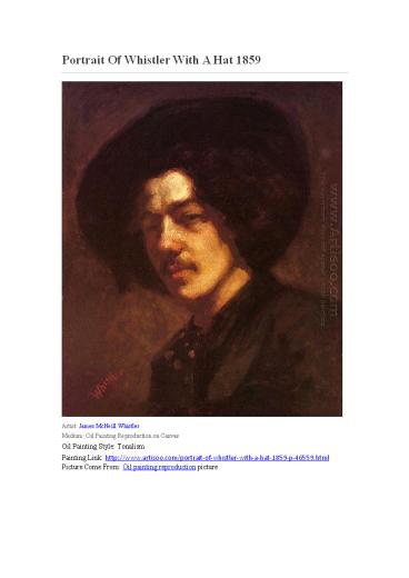 Portrait Of Whistler With A Hat 1859 -  Artisoo