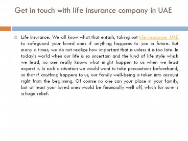 Looking for life insurance company in Dubai?
