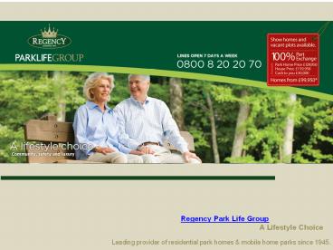 Presentation for regency park life group