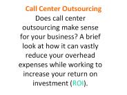 Call Center Outsourcing